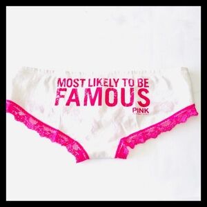 💕ⓅⒾⓃⓀ ⓋⓈ RARE/HTF “MOST LIKELY TO BE FAMOUS” Extra Low Rise Hipster Panties NWT💕